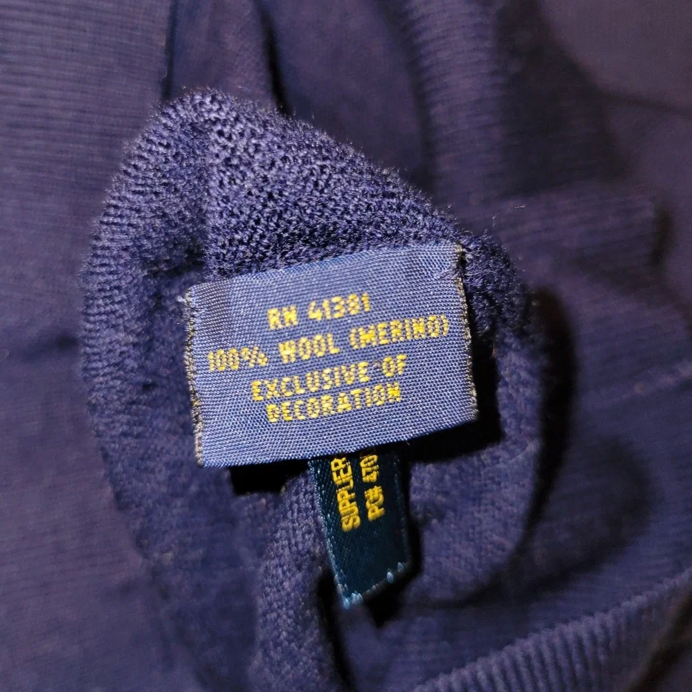Polo Ralph Lauren Golf Sweater Men's Size Large Blue Merino‎ Wool PGA 1/4 Zip